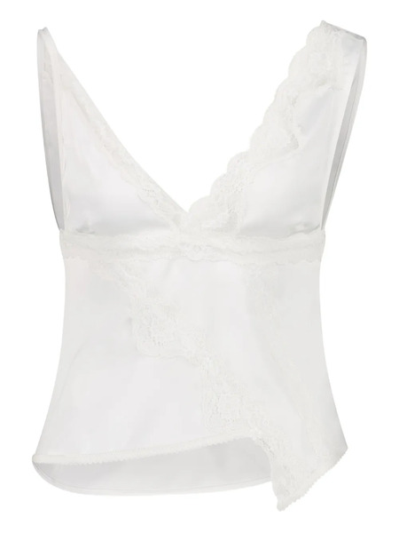  Vaillant Studio Lace-trimmed Satin Top - White 