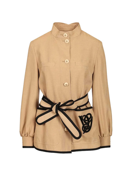 Valentino Garavani Belted Embroidered Jacket - Neutrals 