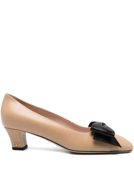  Valentino Garavani Bow-detail Leather Pumps - Neutrals 