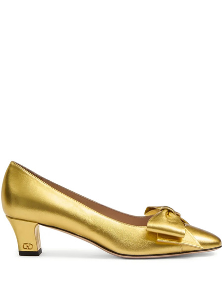  Valentino Garavani Bowow Leather Pumps - Gold 