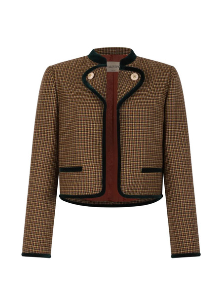  Valentino Garavani Buttoned Checked Jacket - Brown 