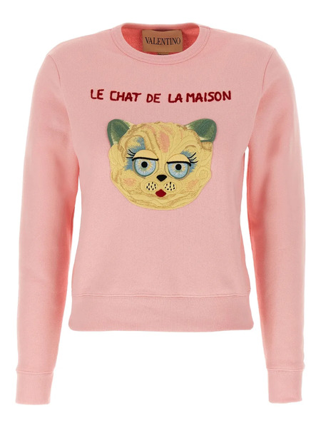  Valentino Garavani Cat-embroidered Sweatshirt - Pink 