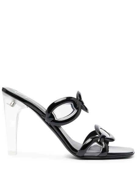  Valentino Garavani Chain 1067 Leather Sandals - Black 