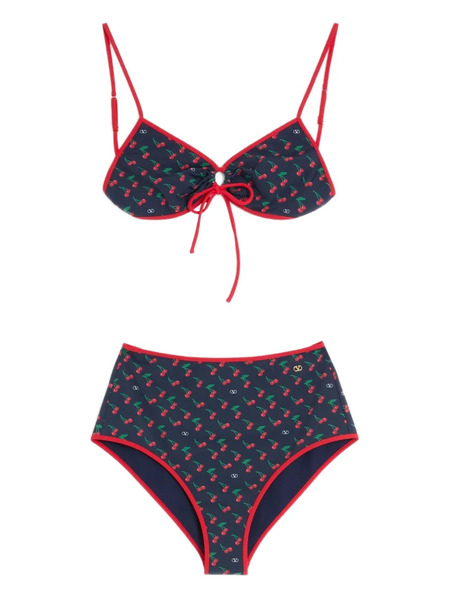  Valentino Garavani Cherryfic-print Bikini - Blue 