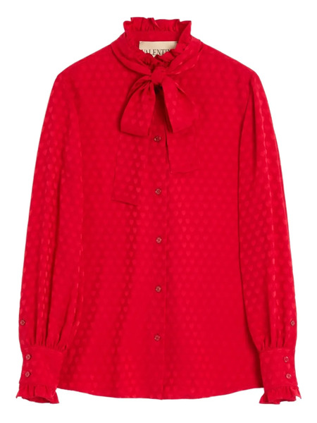  Valentino Garavani Cour De Coeur-print Silk Shirt - Red 