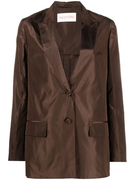  Valentino Garavani Crinkled-effect Single-breasted Silk Blazer - Brown 