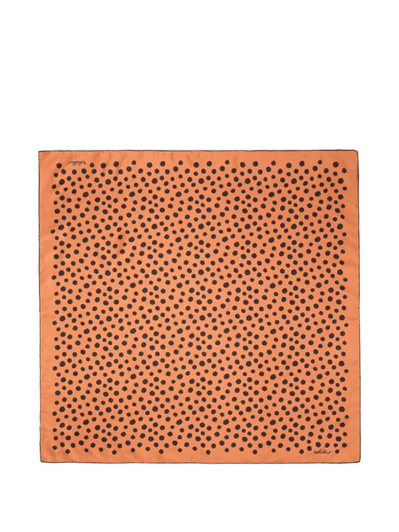  Valentino Garavani Dalmatian Polka-dot Silk Scarf - Orange 