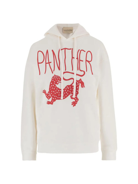  Valentino Garavani Drawstring Panther-print Sweatshirt - White 