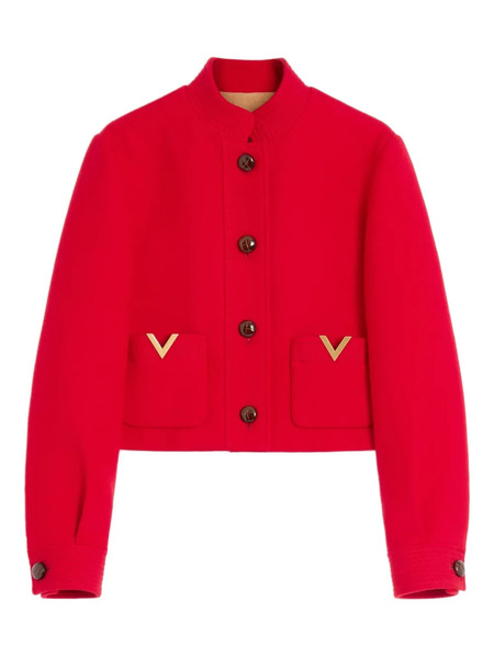  Valentino Garavani Drill Double Caban Jacket - Red 