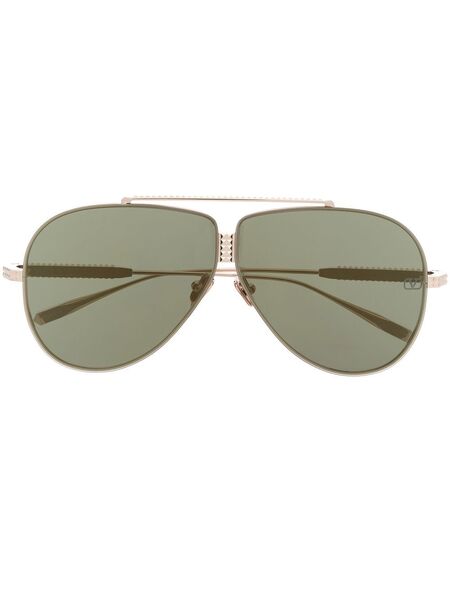  Valentino Garavani Eyewear Rockstud Pilot-frame Sunglasses - Gold 