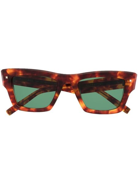  Valentino Garavani Eyewear Rockstud Square-frame Sunglasses - Brown 