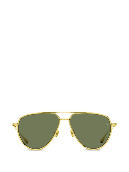  Valentino Garavani Eyewear V-stud Ii Double-bridge Pyramid-stud Sunglasses - Gold 