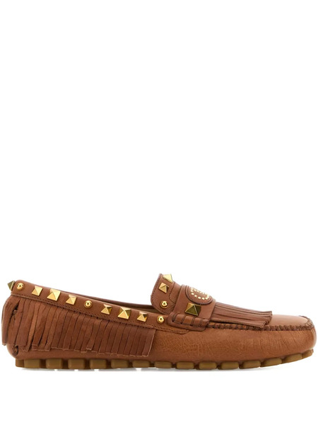  Valentino Garavani Fastaway Driver Loafers - Brown 