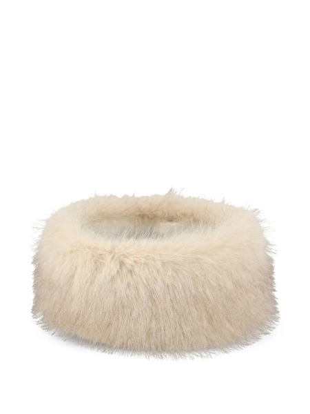  Valentino Garavani Faux-fur Logo-plaque Hat - Neutrals 