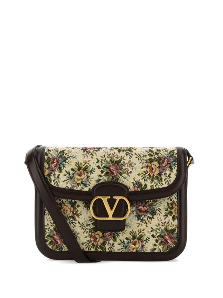  Valentino Garavani Floral Embroidered Shoulder Bag - Neutrals 
