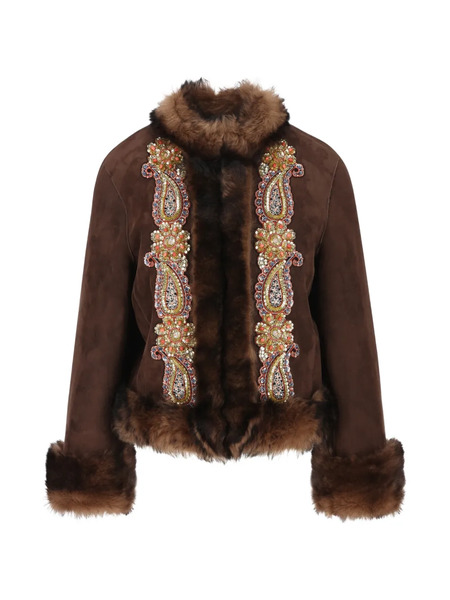  Valentino Garavani Fur-trim Jacket - Brown 