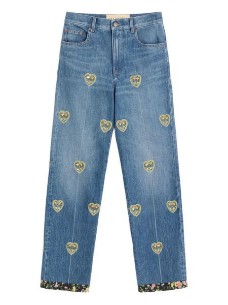  Valentino Garavani Heart-embossed Jeans - Blue 