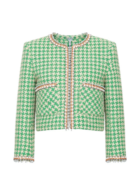  Valentino Garavani Houndstooth-pattern Cotton Jacket - Green 