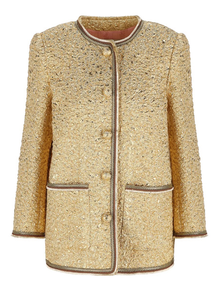  Valentino Garavani Jacquard Cloque Caban - Gold 