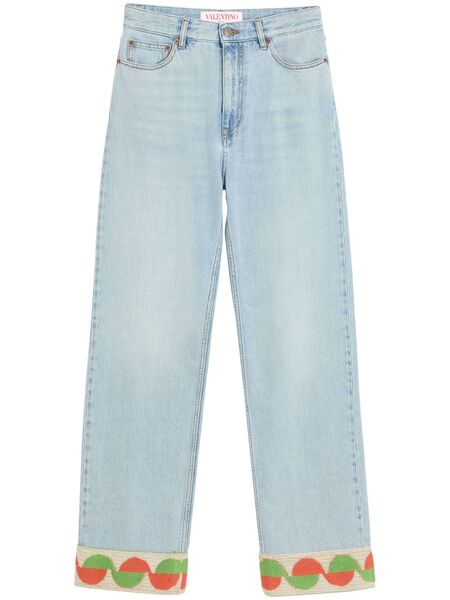  Valentino Garavani Jacquard-trim Jeans - Blue 