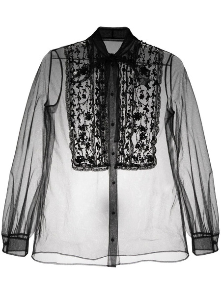  Valentino Garavani Lace-embroidered Sheer Top - Black 