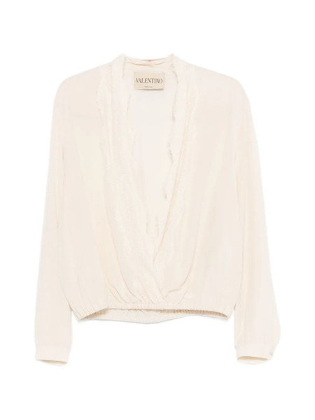 Valentino Garavani Lace-neck Blouse - Neutrals 