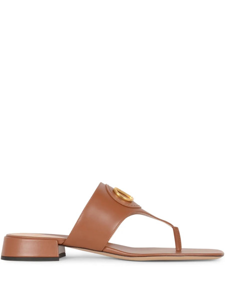  Valentino Garavani Leather Slides - Brown 