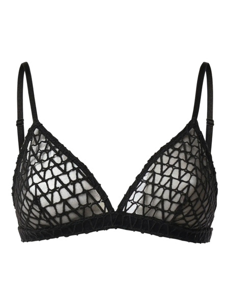  Valentino Garavani Logo-pattern Triangle Bra - Black 