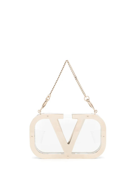  Valentino Garavani Logo-plaque Clear Clutch - Metallic 