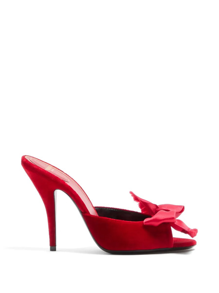  Valentino Garavani Marie A Velvet Slide Sandals 105mm - Red 