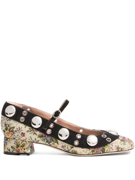  Valentino Garavani Mary-jane Nellcôte Floral-patterned Pumps - Neutrals 