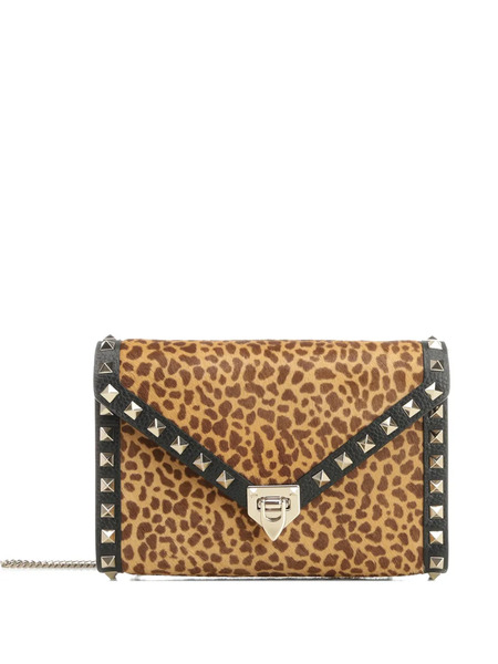  Valentino Garavani Mini Rockstud Leopard Print Stud Shoulder Bag - Neutrals 