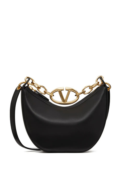  Valentino Garavani Mini Vlogo Moon Hobo Bag - Black 