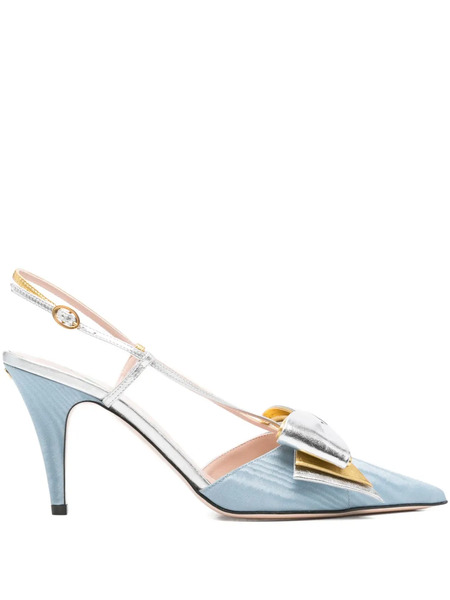  Valentino Garavani 90mm Bow-embellished Slingback Pumps - Blue 