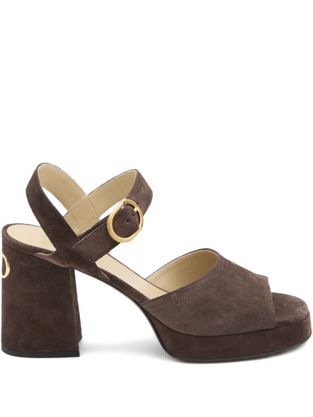  Valentino Garavani 100mm Platform Buckle-strap Sandals - Brown 