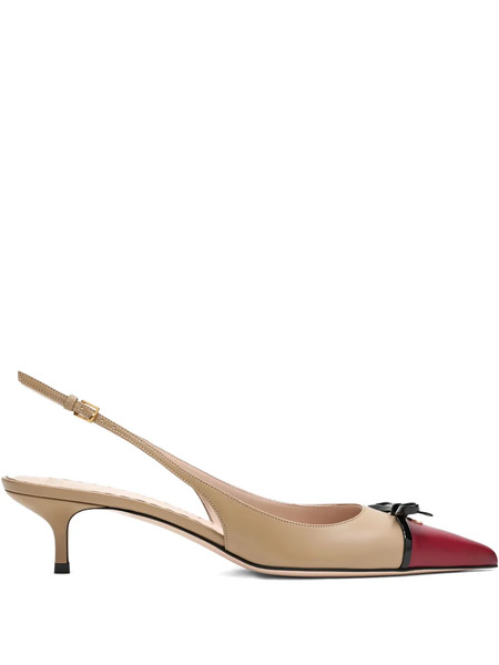  Valentino Garavani 60mm Slingback Bow Pumps - Brown 