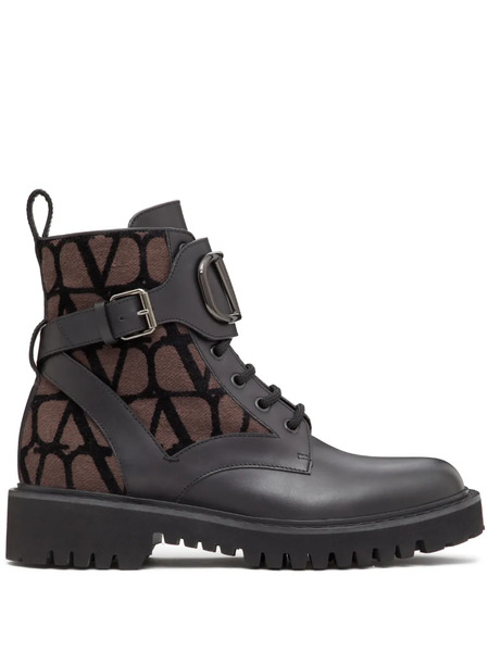  Valentino Garavani 35mm Vlogo Signature Combat Boots - Black 