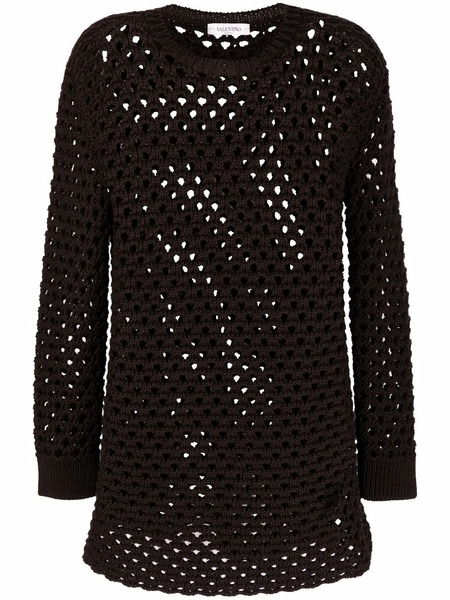  Valentino Garavani Open-knit Jumper - Brown 