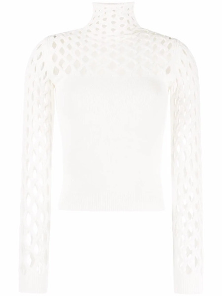  Valentino Garavani Open-knit Roll-neck Top - Neutrals 