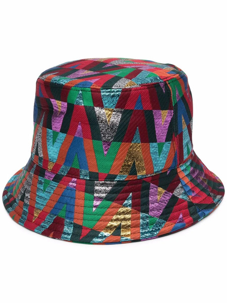  Valentino Garavani Optical Logo-print Bucket Hat - Red 