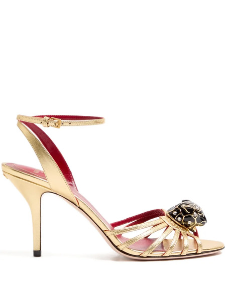  Valentino Garavani Panthea Feline-head Strap Sandals - Gold 