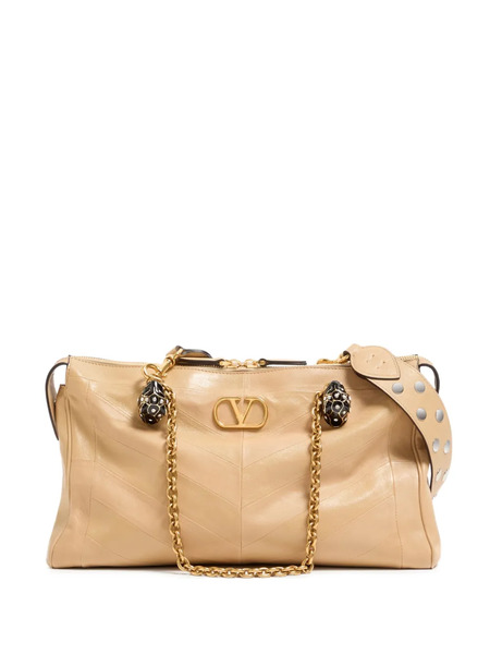  Valentino Garavani Panthea Shoulder Bag In Nappa Leather With Chevron Pattern - Neutrals 