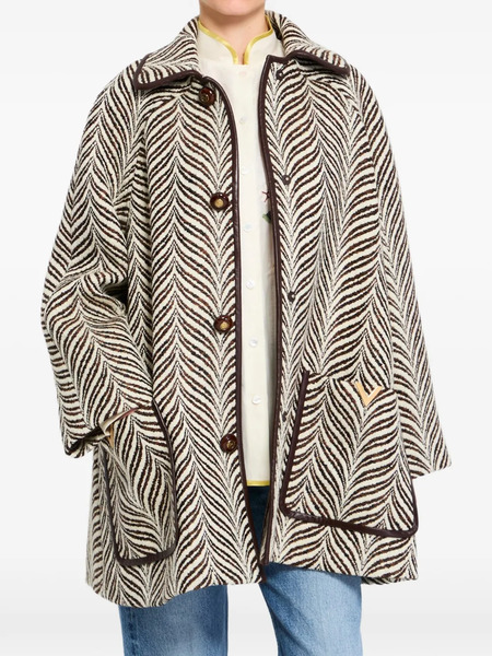  Valentino Garavani Patterned Button Coat - Neutrals 
