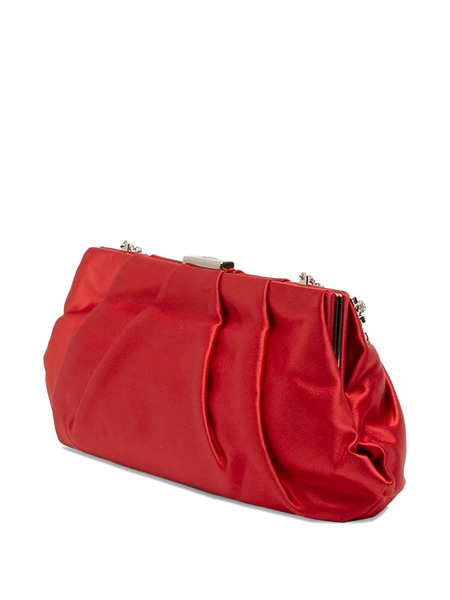  Valentino Garavani Pre-owned 2000-2017 Satin Pearl Embellished Frame Clutch On Chain Shoulder Bag - Red 