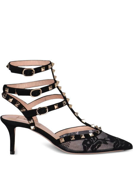  Valentino Garavani Rockstud Lace Stud Pumps - Black 