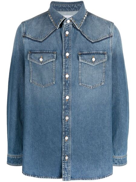  Valentino Garavani Rockstud Layer-design Denim Shirt - Blue 