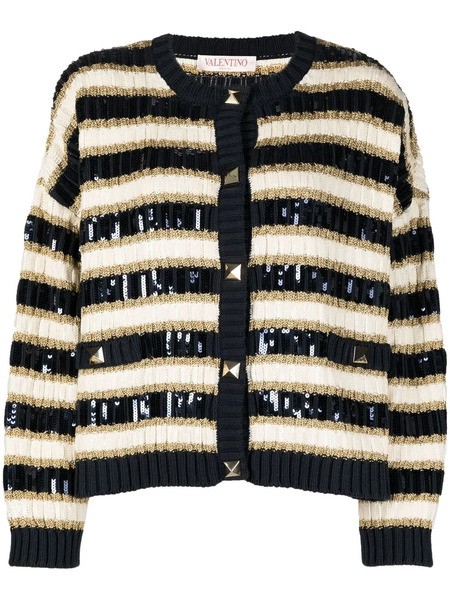  Valentino Garavani Rockstud Sequinned Cardigan - Neutrals 