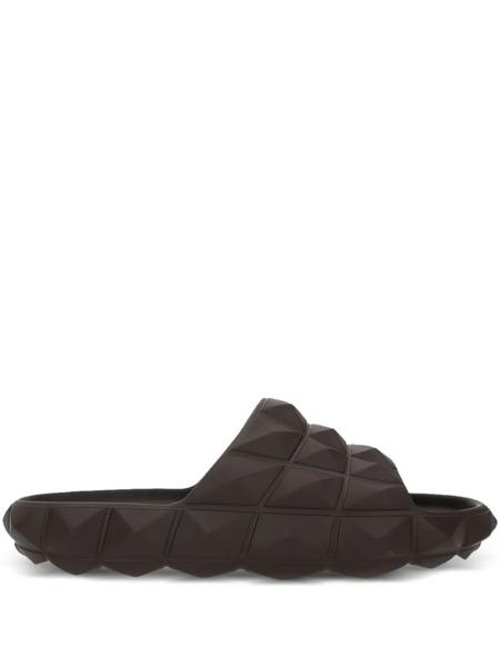  Valentino Garavani Roman Stud Flat Slides - Brown 