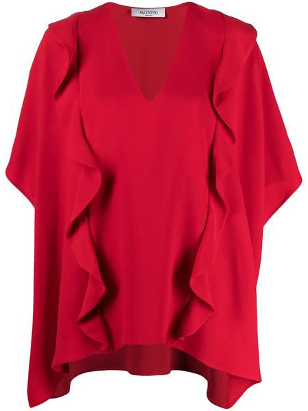  Valentino Garavani Ruffled Drape Blouse - Red 