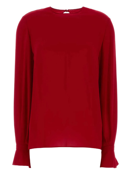  Valentino Garavani Ruffled Georgette Blouse - Red 